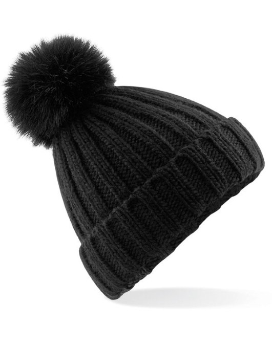 Verbier Faux Fur Pop Pom Chunky Beanie