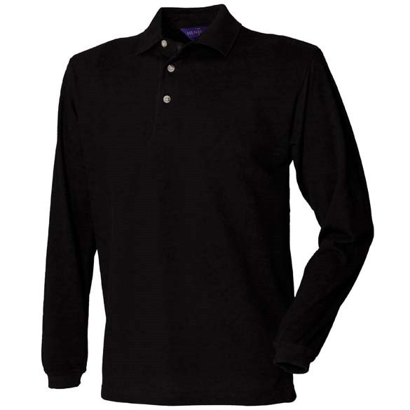 Long sleeve cotton polo shirt