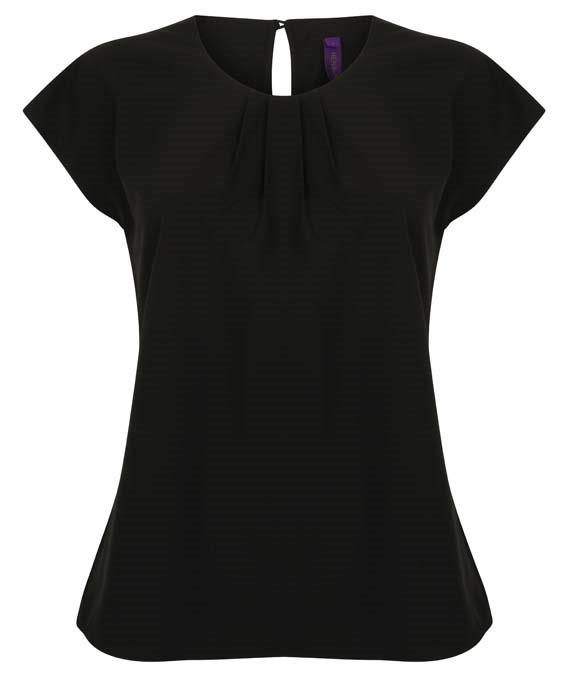 Women&#39;s pleat front short sleeve blouse
