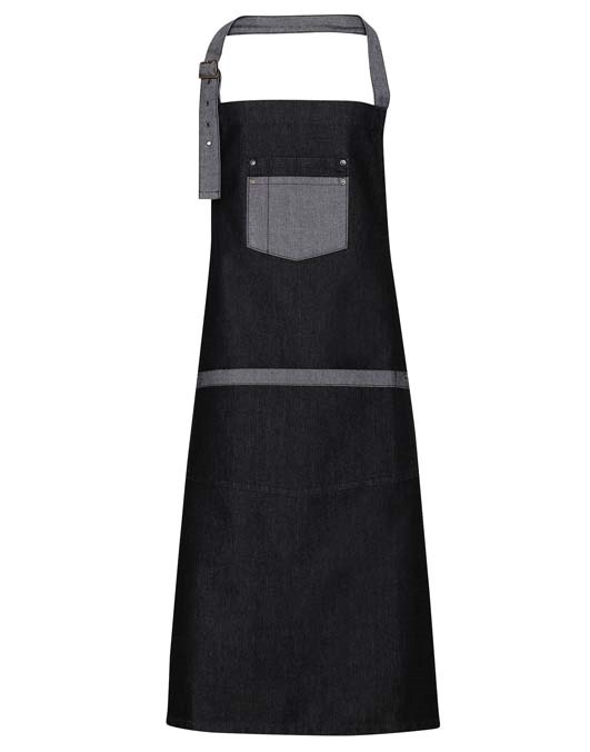 Domain contrast denim bib apron