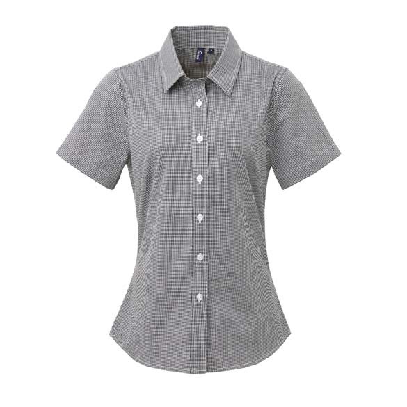 Women&#39;s Microcheck (Gingham) short sleeve cotton shirt