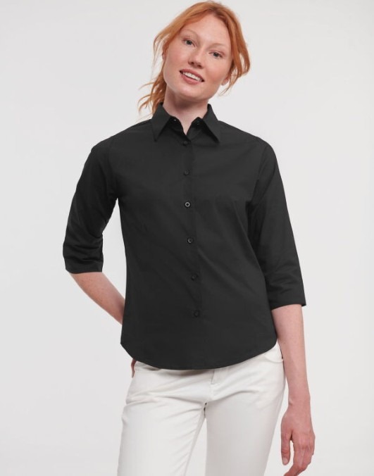 Ladies&#39; 3/4 Sleeve Easy Care Fitted Shirt