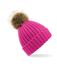 Fur Pop Pom Chunky Beanie