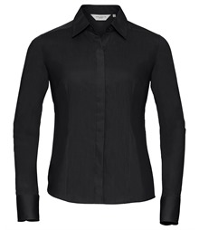 Women's long sleeve polycotton easycare fitted poplin shirt
