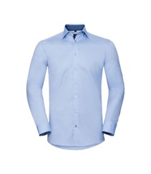 Men's Long Sleeve Tailored Contrast Herringbone Shirt