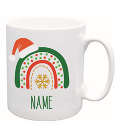 Printed Christmas Rainbow Mug with Name.